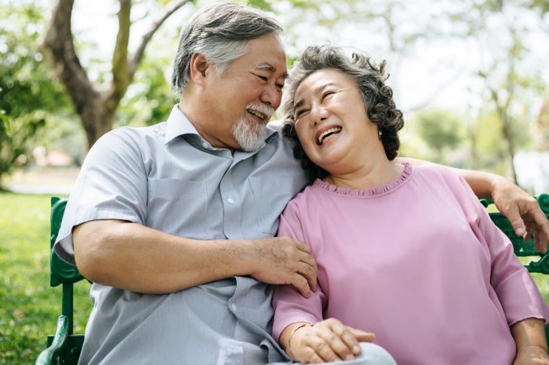 Senior Couple on a Park Bench