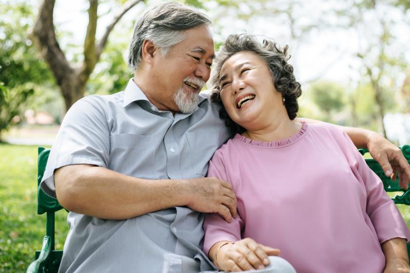 Senior Couple on a Park Bench