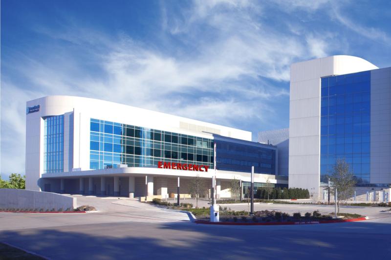 Image of the new critical care tower at Texas Health Huguley Hospital, next to Tower A