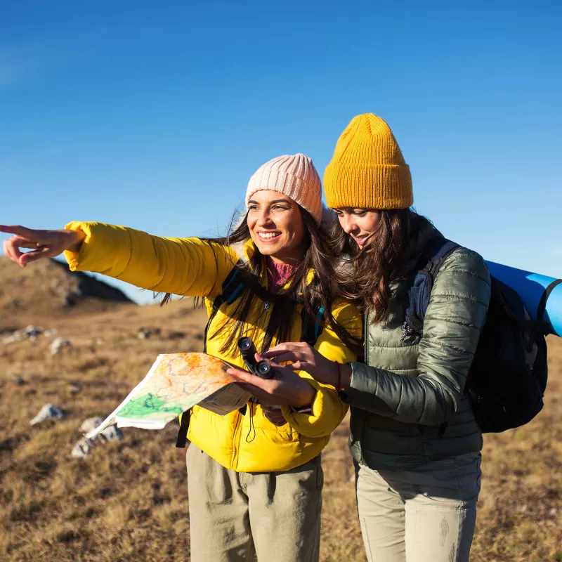 two women hiking